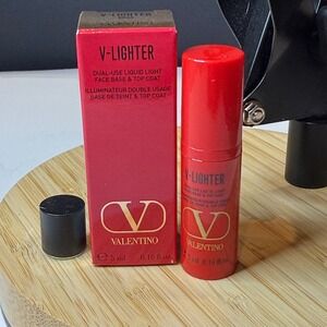 Valentino •V-Lighter• Dual-Use Liquid Light Face Base Top Coat •Rosa• 5ml • NEW